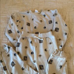 PL Kids Football Print sweatshirt with joggers Set - Cream